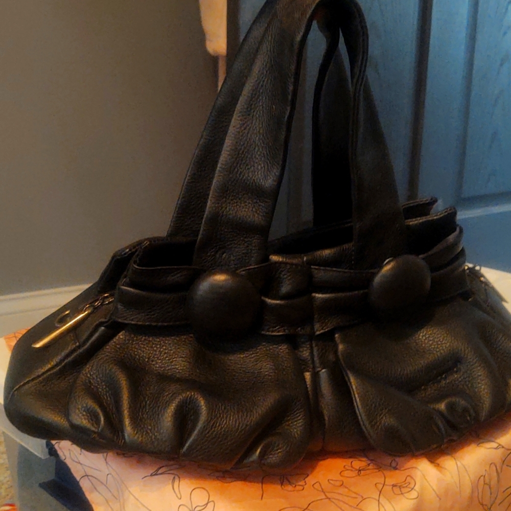 Black genuine leather purse